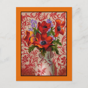 Poppies Briefkaart met een Oranje grens