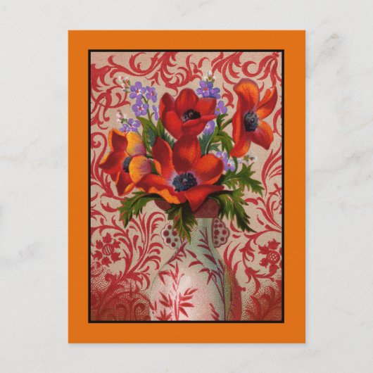 Poppies Briefkaart met een Oranje grens (Voorkant)