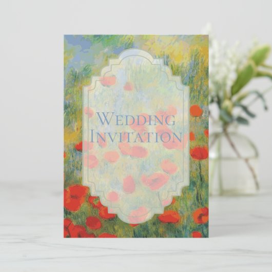 Poppies - bruiloft uitnodiging (Staand voorkant)