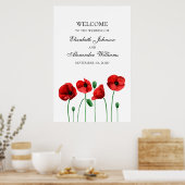 Poppies bruiloft welkomstgebarsten. Rode bloemen Poster (Keuken)