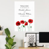 Poppies bruiloft welkomstgebarsten. Rode bloemen Poster (Thuiskantoor)