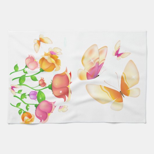Poppies & Butterflies Amerikaanse MoJo Keukenhandd Theedoek (Horizontaal)