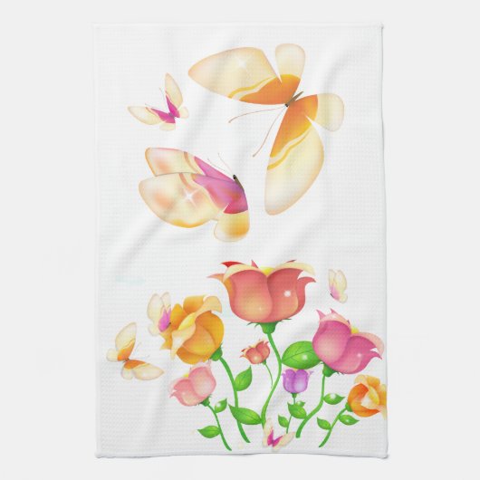 Poppies & Butterflies Amerikaanse MoJo Keukenhandd Theedoek (Verticaal)