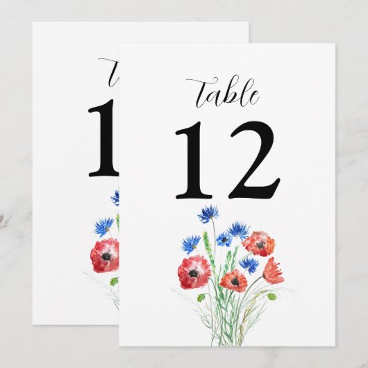 Poppies Cornflower Floral Rustic Wedding Kaart (Voorkant / Achterkant)