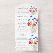 Poppies Cornflower Floral Wedding Elegant All In One Uitnodiging (Binnen)