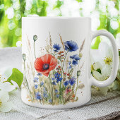 Poppies & Cornflowers: Rustic Meadow Waterverf Koffiemok