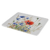 Poppies & Cornflowers: Rustic Meadow Waterverf Snijplank (Hoek)