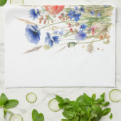 Poppies & Cornflowers: Rustic Meadow Waterverf Theedoek (Gevouwen)