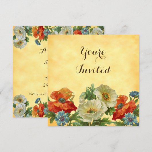 Poppies Custom Tuin Party Square uitnodigingen (Voorkant / Achterkant)