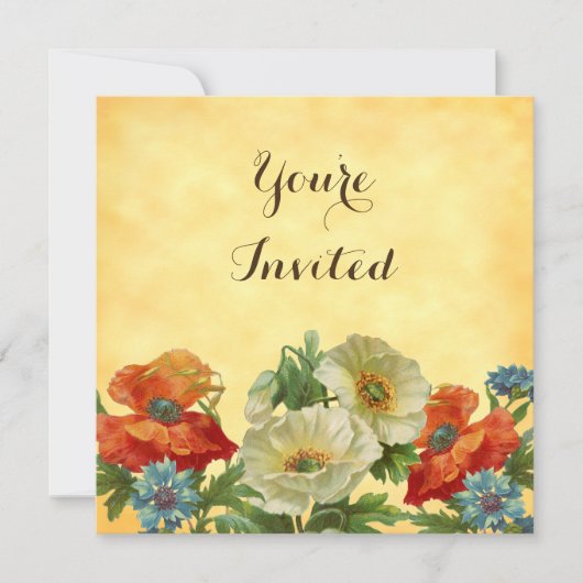 Poppies Custom Tuin Party Square uitnodigingen (Voorkant)
