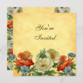 Poppies Custom Tuin Party Square uitnodigingen (Voorkant / Achterkant)