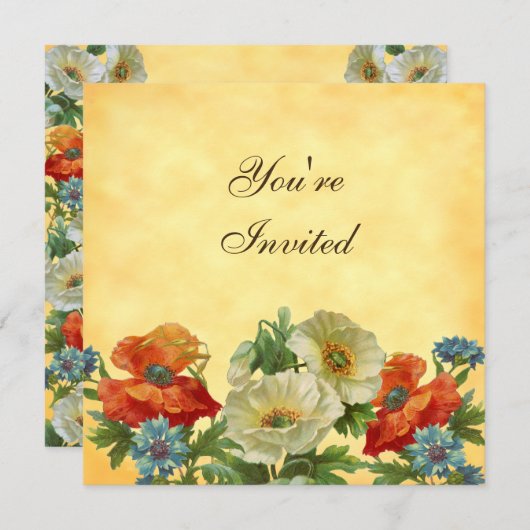 Poppies Custom Tuin Party Square uitnodigingen (Voorkant / Achterkant)
