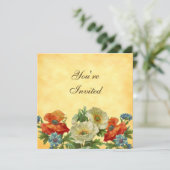 Poppies Custom Tuin Party Square uitnodigingen (Staand voorkant)