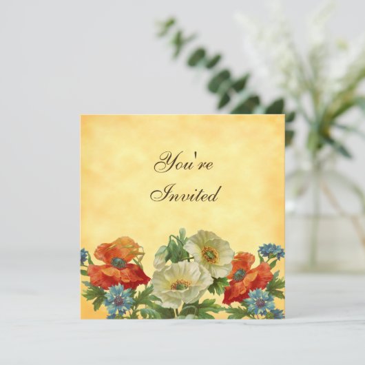 Poppies Custom Tuin Party Square uitnodigingen (Staand voorkant)