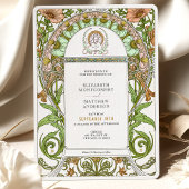 Poppies & Daisies Art Nouveau bruiloft Kaart