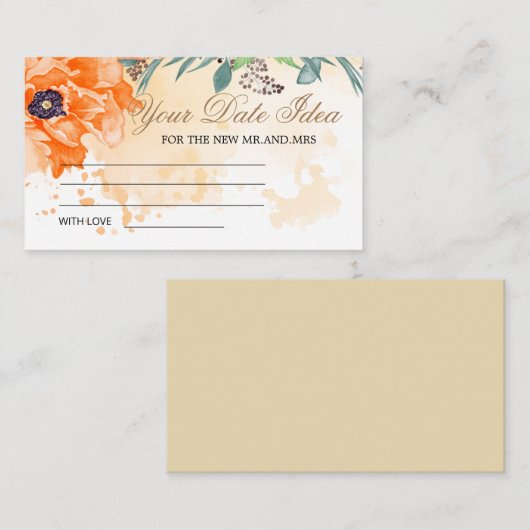 Poppies Datumnachtideeën. Datum plaatsing op doos Informatiekaartje (Voorkant / Achterkant)