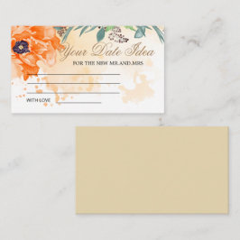 Poppies Datumnachtideeën. Datum plaatsing op doos Informatiekaartje