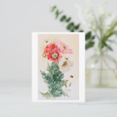 Poppies en bijen schilderen  Briefkaart (Staand voorkant)