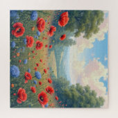 Poppies en Dahlia Field Legpuzzel (Horizontaal)