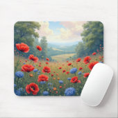 Poppies en Dahlia Field Muismat (Met muis)