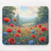 Poppies en Dahlia Field Muismat (Voorkant)