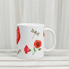 Poppies en libellen, gepeld grote koffiekop