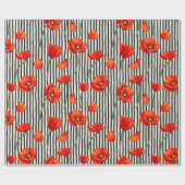 Poppies- en strepenpatroon cadeaupapier (Vlak)