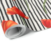 Poppies- en strepenpatroon cadeaupapier (Rol Hoek)