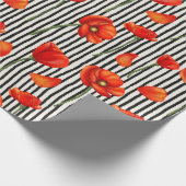 Poppies- en strepenpatroon cadeaupapier (Hoek)