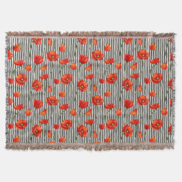 Poppies- en strepenpatroon deken
