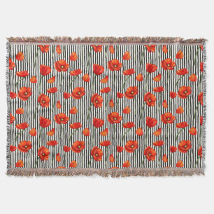Poppies- en strepenpatroon deken