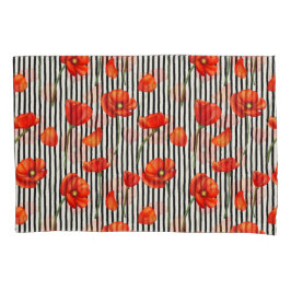 Poppies- en strepenpatroon kussensloop