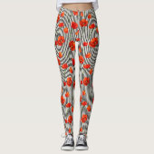 Poppies- en strepenpatroon leggings (Voorkant)
