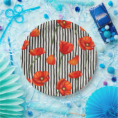 Poppies- en strepenpatroon papieren bordje (Feest)