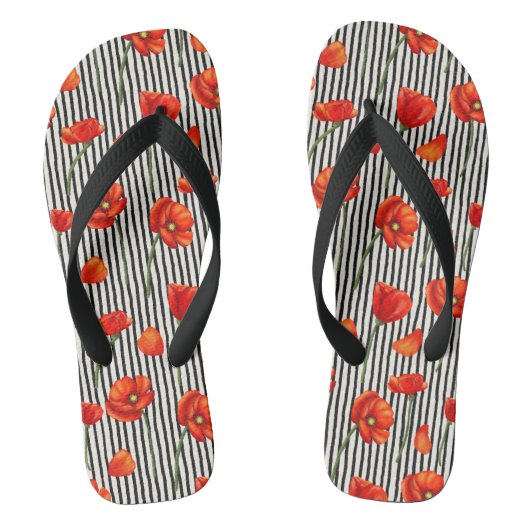 Poppies- en strepenpatroon teenslippers (Voetbed)