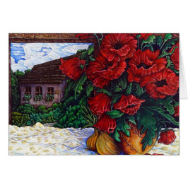 Poppies en uien Wenskaart