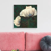 Poppies en Verdigris crème papaverbloemen groen Canvas Afdruk (Insitu (Woonkamer))