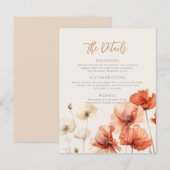 Poppies en Wildbloemen De details Bruiloft Notitiekaartje (Voorkant / Achterkant)