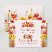 Poppies Flat Bewaar De Datum Kaart (Voorkant / Achterkant)