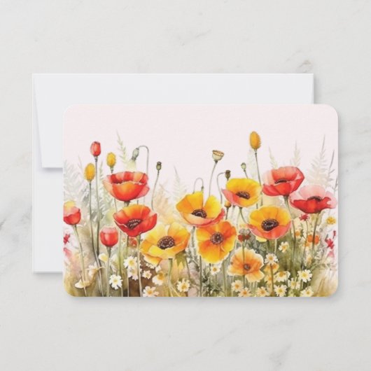 Poppies Flat Save The Date Kaart (Achterkant)
