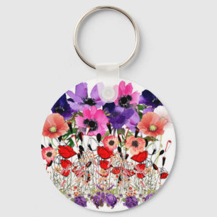 Poppies, Flora Summer Button Sleutelhanger