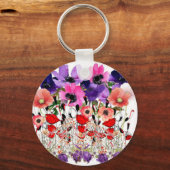 Poppies, Flora Summer Button Sleutelhanger (Voorkant)