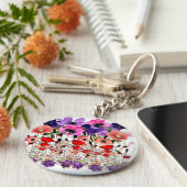 Poppies, Flora Summer Button Sleutelhanger (Zijkant)
