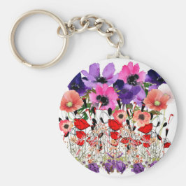 Poppies, Flora Summer Button Sleutelhanger