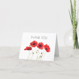 Poppies Floral 1e Verjaardagsfeestje Dank u Bedankkaart