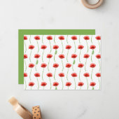 Poppies Floral Botanical Note Card Notitiekaartje (Voorkant / Achterkant in situ)