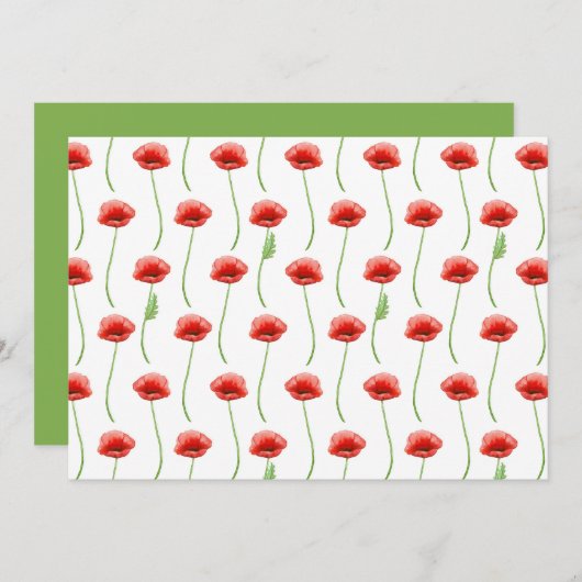 Poppies Floral Botanical Note Card Notitiekaartje (Voorkant / Achterkant)