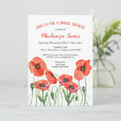 Poppies Floral Bridal Shower Waterverf Kaart (Staand voorkant)