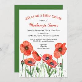 Poppies Floral Bridal Shower Waterverf Kaart