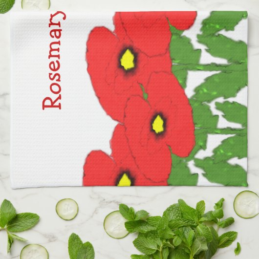 Poppies Floral Design Theedoek (Gevouwen)